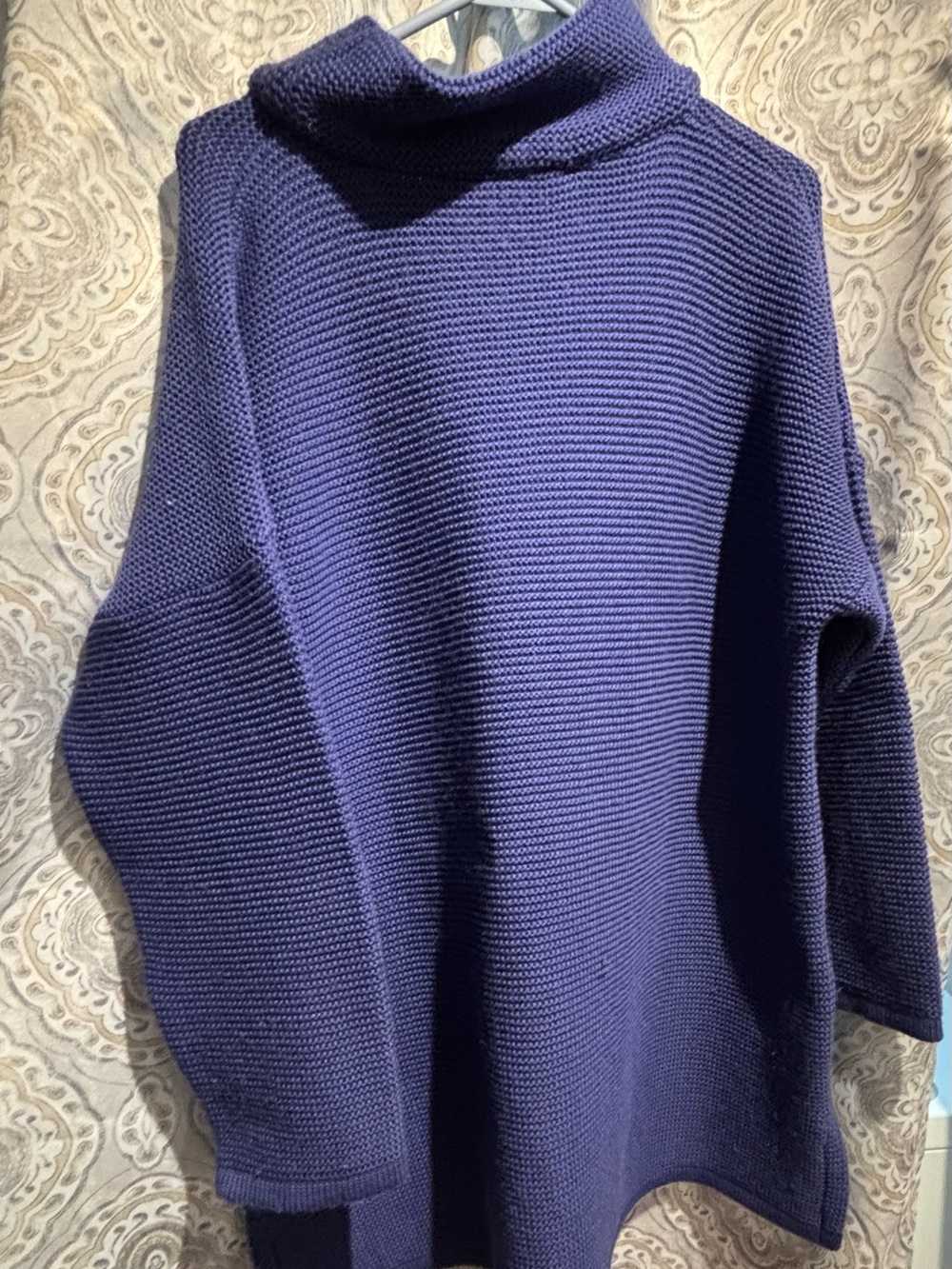 Women's Beautiful Blue French Funnel Neck Chunky Knit Sweater